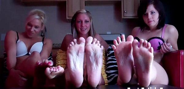  Worship our feet and suck on our toes right now